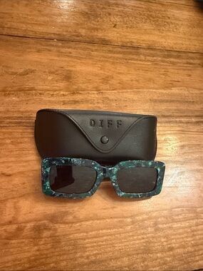 Diff Eyewear Men’s Rectangular Sunglasses in Teal Marble